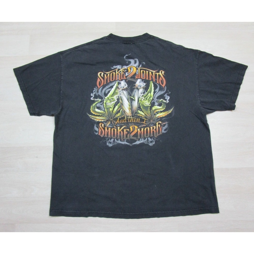 Vintage ODM T Shirt Faded‎ Black Smoke 2 Joints and then I Smoke 2 More (XXL)